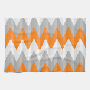 Linge De Cuisine Motif rayé orange et gris moderne de Chevron