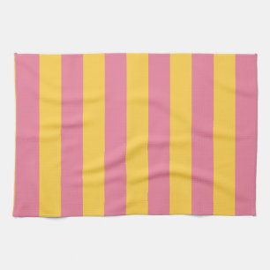 Linge De Cuisine Motif rayé vertical rose et jaune vibrant
