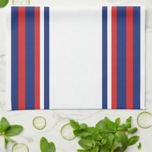 Linge De Cuisine Motif rayures verticales rouge blanc bleu patrioti