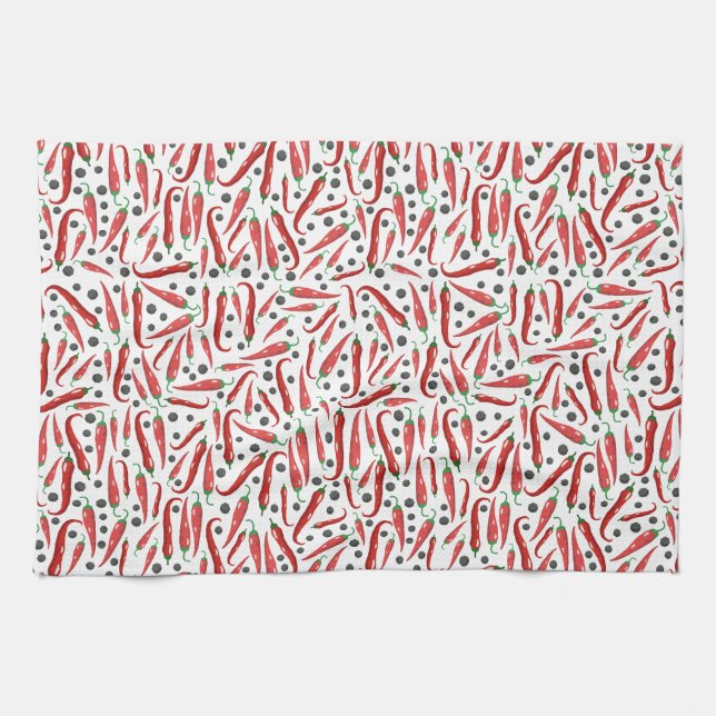 Linge De Cuisine Motif Red Chili Peppers (Horizontal)