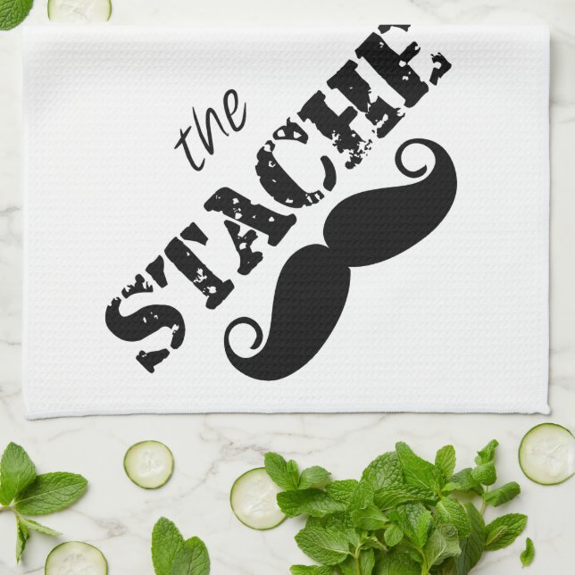 Linge De Cuisine Motif rétro Mustache Hipster (Plié)