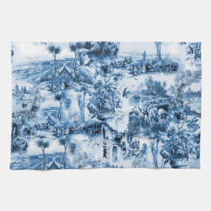 Linge De Cuisine motif romantique en carrelage bleu portugais