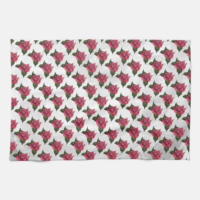 Linge De Cuisine Motif rose (Horizontal)