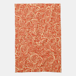 Linge De Cuisine Motif Rose Abstrait moderne, Mandarin Orange