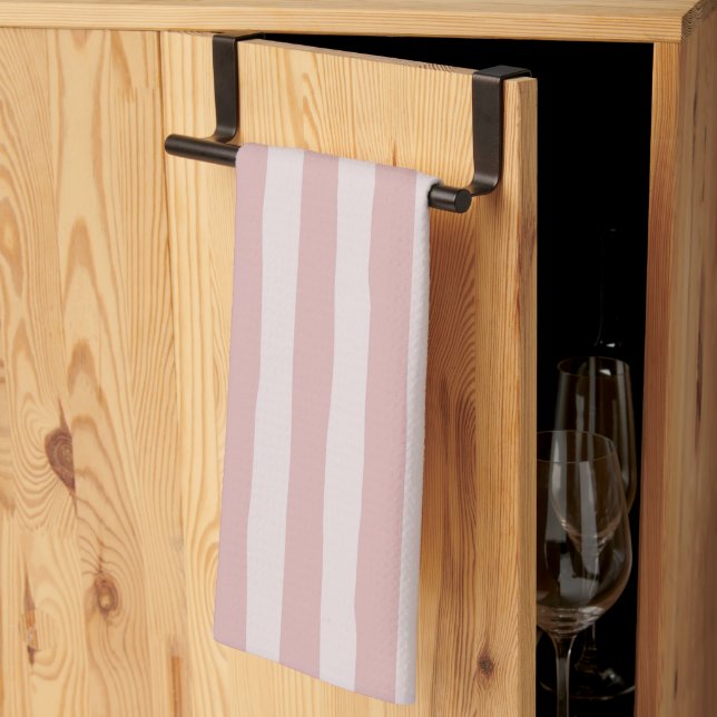 Linge De Cuisine Motif rose en bande deux belles nuances de rose (Pliage en tiers)