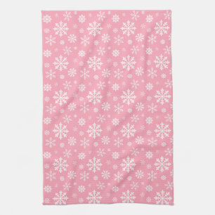 Linge De Cuisine Motif rose et blanc de flocons de neige d'hiver