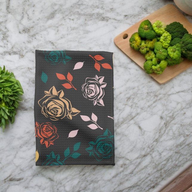 Linge De Cuisine Motif rose et Feuille (Kitchen Towel)