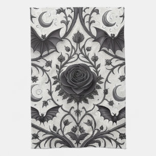 Linge De Cuisine Motif Rose Gothique Foncé (3)