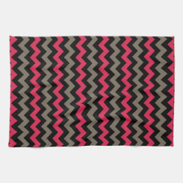 Linge De Cuisine Motif rouge Brown noir Chevron moderne