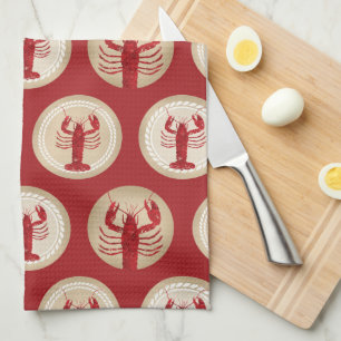 Linge De Cuisine Motif rouge de homard - fruits de mer nautiques