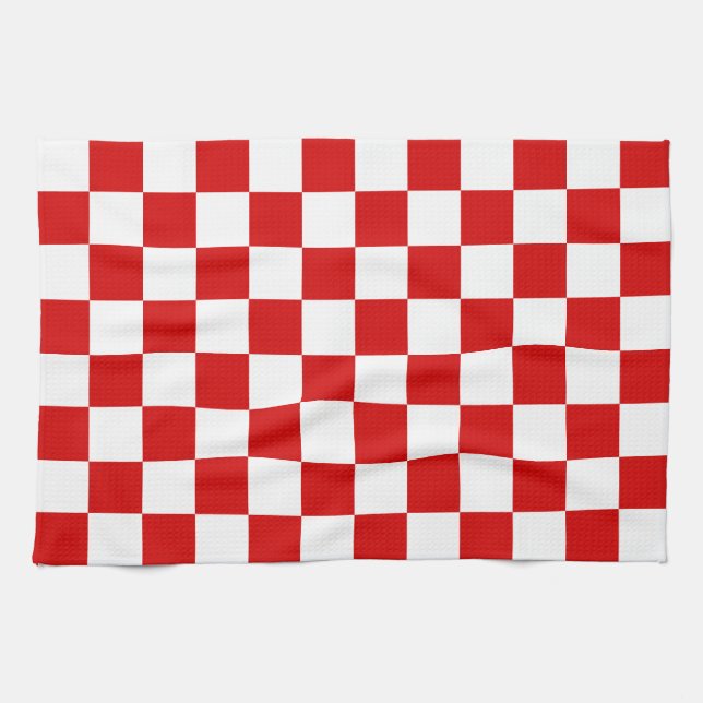 Linge De Cuisine Motif rouge et blanc Checker (Horizontal)