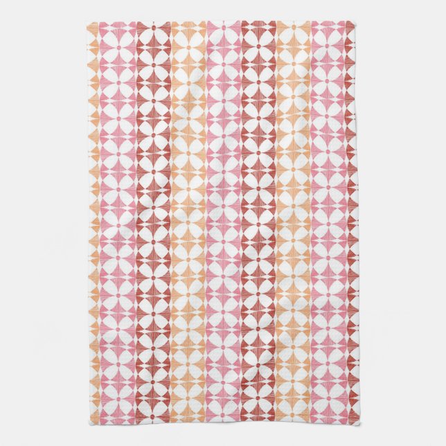 Linge De Cuisine Motif rouge géométrique de rayures d'ikat (Vertical)
