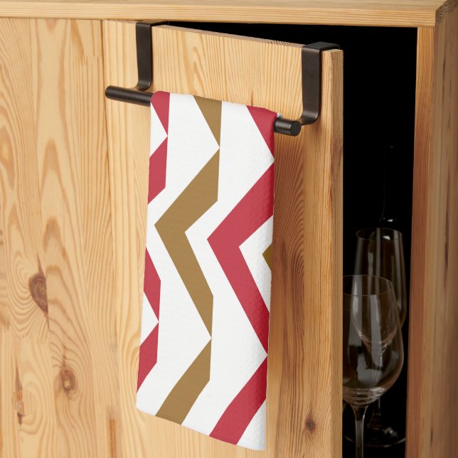 Linge De Cuisine Motif rouge vert Chevron (Pliage en tiers)