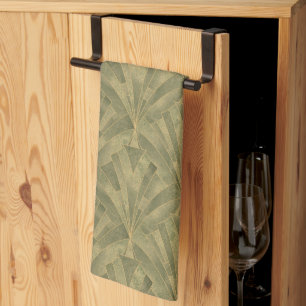 Linge De Cuisine Motif Sage Green et Gold Art Déco