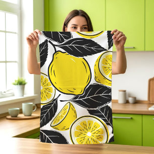Linge De Cuisine Motif sans couture aux feuilles de citron gras et