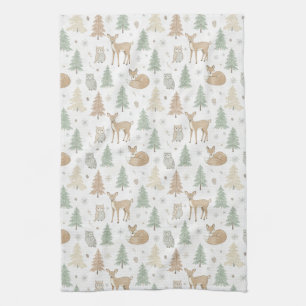 Linge De Cuisine Motif sans couture d'animaux de la forêt hivernale