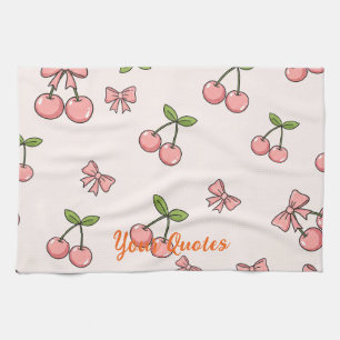 Linge De Cuisine Motif sans couture de cerises roses et de rubans m