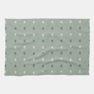 Linge De Cuisine Motif sans couture de grille de cœur vert assourdi