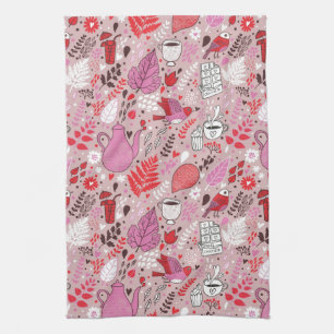 Linge De Cuisine Motif savoureux avec des oiseaux et des fleurs