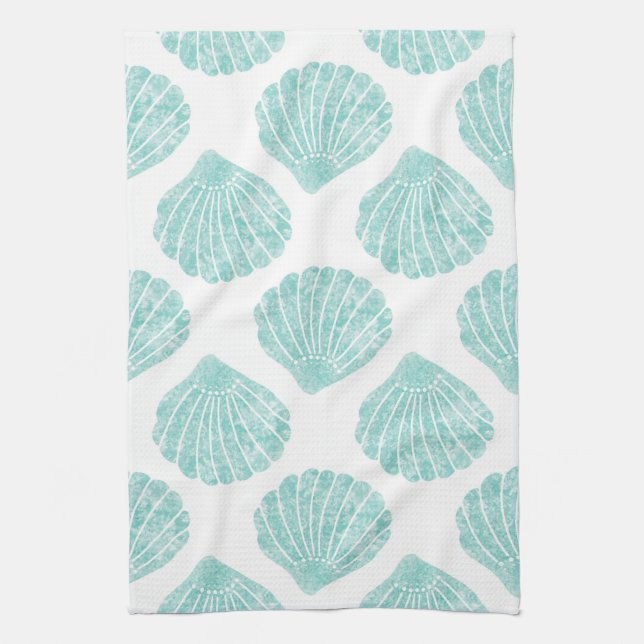 Linge De Cuisine Motif Seafoam Seashell (Vertical)