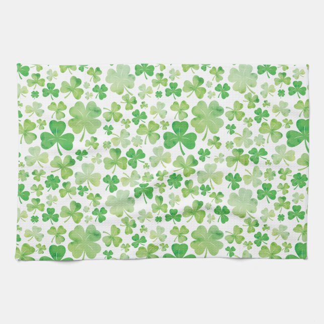 Linge De Cuisine Motif Shamrock Jour de la Saint Patrick vert (Horizontal)