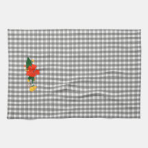 Motif simple fleur sauvage tartan gris