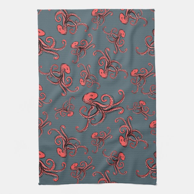 Linge De Cuisine Motif sournois de poulpe (Vertical)