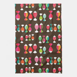 Linge De Cuisine Motif sous-marin 2 de rétros poissons abstraits