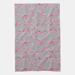 Linge De Cuisine Motif Spoutnik du milieu du siècle, Grey et Fuchsi