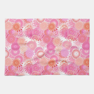 Linge De Cuisine Motif tourbillon fractal, nuances de rose et de co