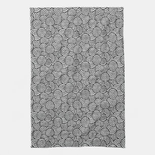 Linge De Cuisine Motif tourbillon japonais - blanc et noir