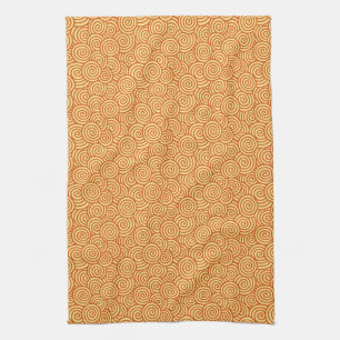 Linge De Cuisine Motif tourbillon japonais - mandarine et orange cl