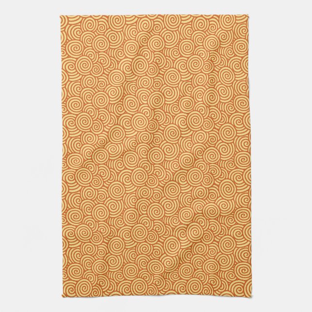 Linge De Cuisine Motif tourbillon japonais - mandarine et orange cl (Vertical)