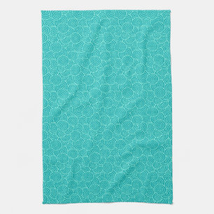 Linge De Cuisine Motif tourbillon japonais - turquoise et aqua