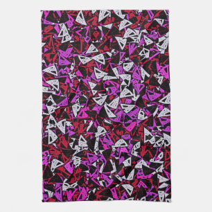 Linge De Cuisine Motif Triangle Rouge Violet