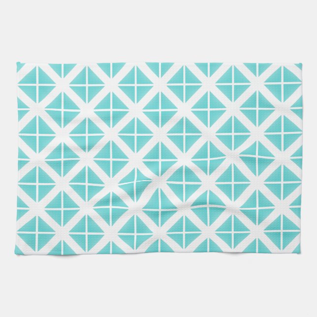 Linge De Cuisine Motif Triangle tendance Turquoise (Horizontal)