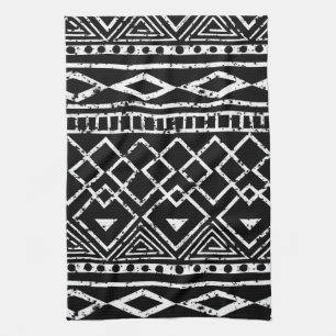 Linge De Cuisine Motif tribal africain noir blanc