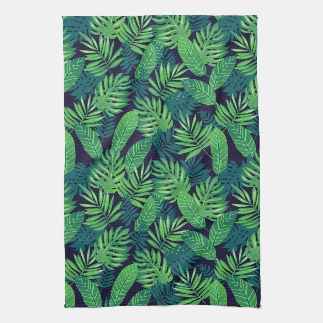 Linge De Cuisine Motif tropical de feuille (Vertical)