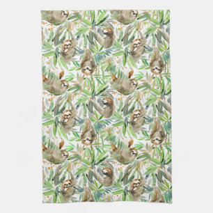 Linge De Cuisine Motif tropical de paresse d'aquarelle