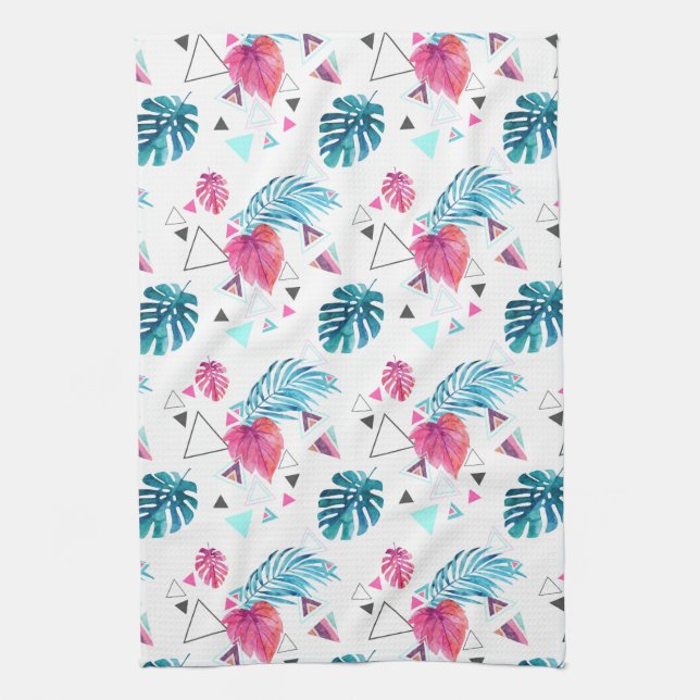 Linge De Cuisine Motif tropical de triangle de feuille (Vertical)