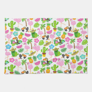 Linge De Cuisine Motif tropical d'été de toucan et de flamant rose