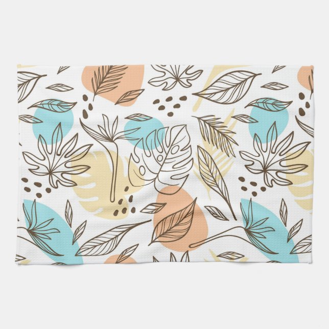 Linge De Cuisine Motif tropical d'été dessiné à la main (Horizontal)