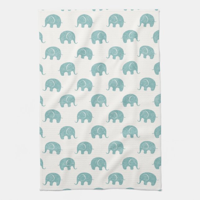 Linge De Cuisine Motif Turquoise Cute Elephant (Vertical)
