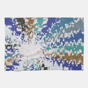 Linge De Cuisine Motif unique bleu vert jaune