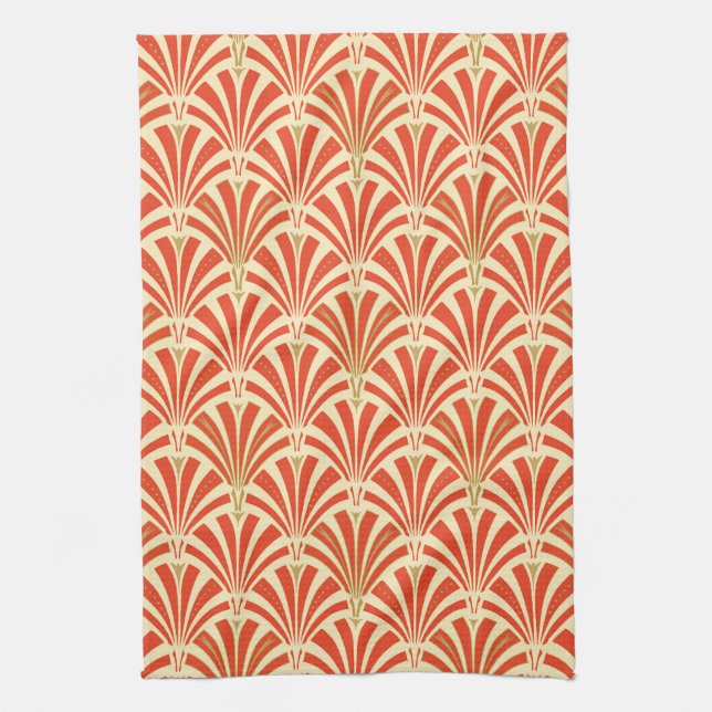 Linge De Cuisine Motif ventilateur Art déco - mandarin orange (Vertical)