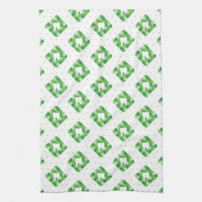 Linge De Cuisine Motif vert de dent de plaid (Vertical)