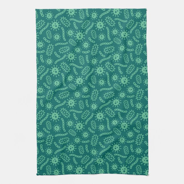 Linge De Cuisine Motif vert de microbes (Vertical)