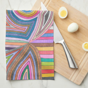 Linge De Cuisine Motif vibrant à rayures géométriques abstraites