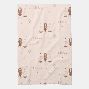 Linge De Cuisine Motif Zodiaque Balance Mystique en Rose et Brun