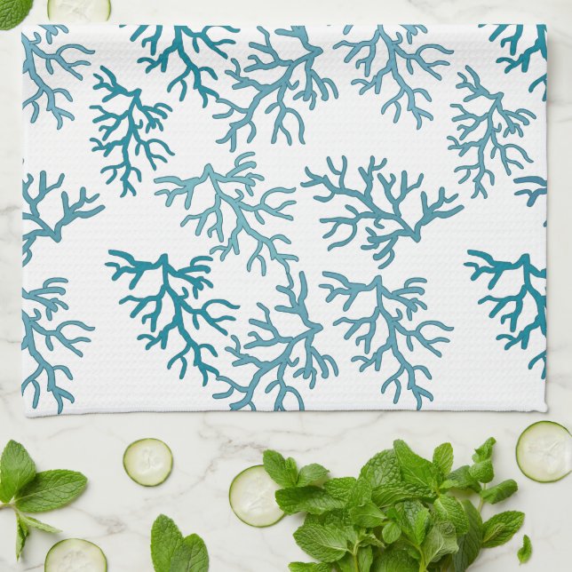 Linge De Cuisine Motifs de récif coralien d'Aqua (Plié)